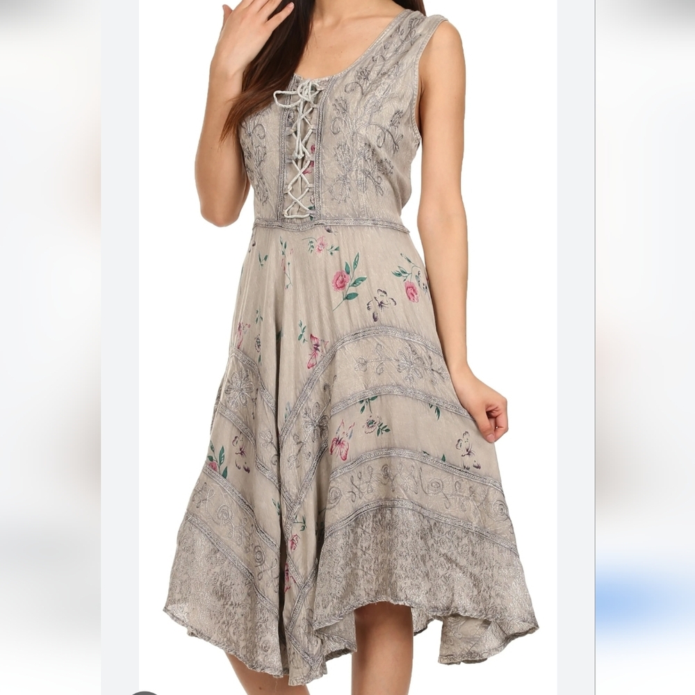 Advance Apparels Women's Boho Inspired Gray Sleeveless Dress